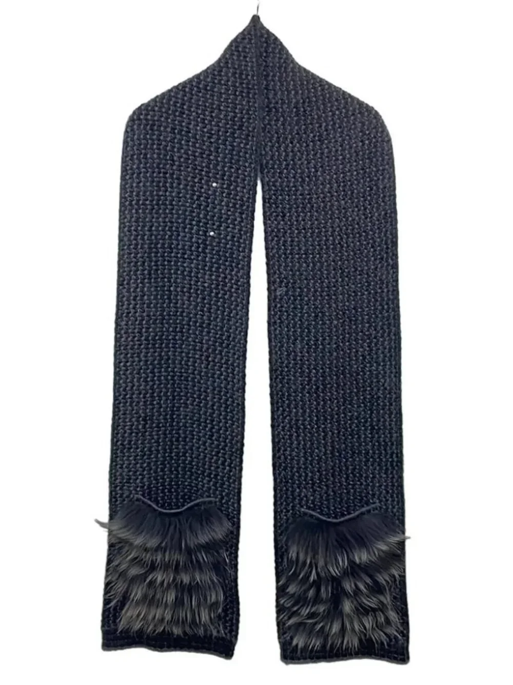 LOUIS VUITTON Echalp Elena M75091 Black Dark Gray Unconfirmed Scarf Mohair Wool